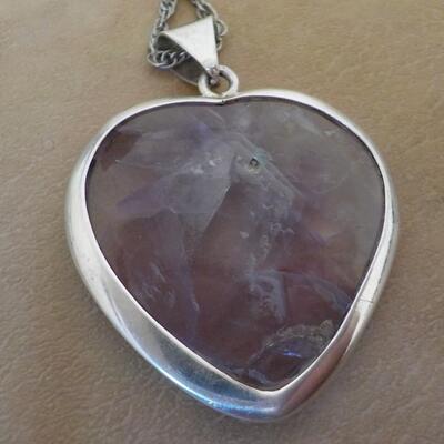 Stunning Sterling silver Amethyst heart shape necklace.