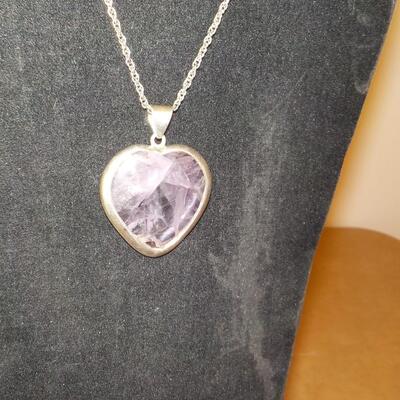 Stunning Sterling silver Amethyst heart shape necklace.