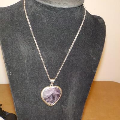 Stunning Sterling silver Amethyst heart shape necklace.