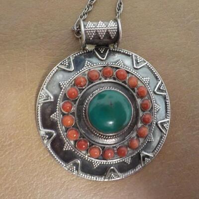 Art-Deco Sterling silver with jade and tigers eye stones.