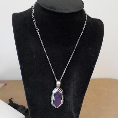 Sterling silver large Amethyst necklace.