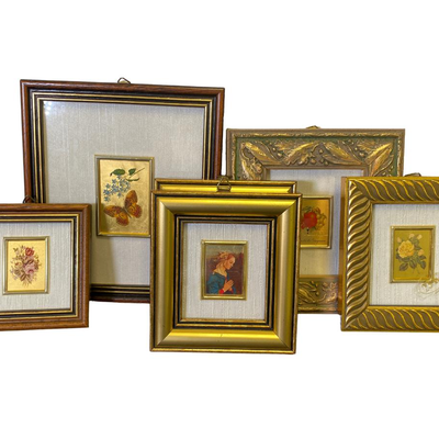 Grouping of 6 Miniature Artist Reproductions on 23Kt. Gold Leaf