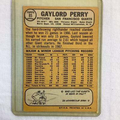 547  1968 Topps Gaylord Perry San Francisco Giants #85 Baseball Card