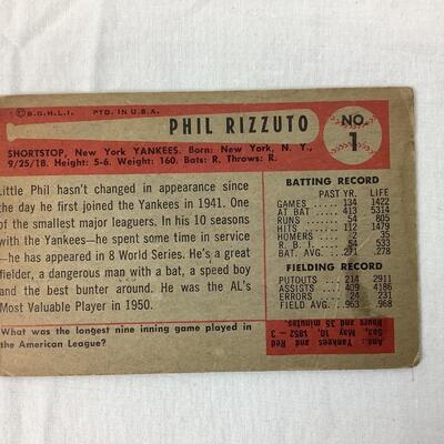 553  Vintage 1954 Bowman Phil Rizzuto Yankees #1 Baseball Card