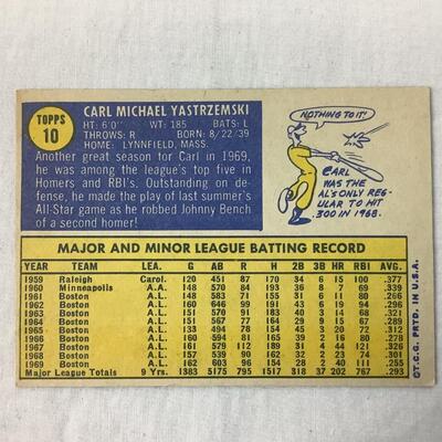 556  1970 Topps Carl Yastrzemski Boston Red Sox #10 Baseball Card