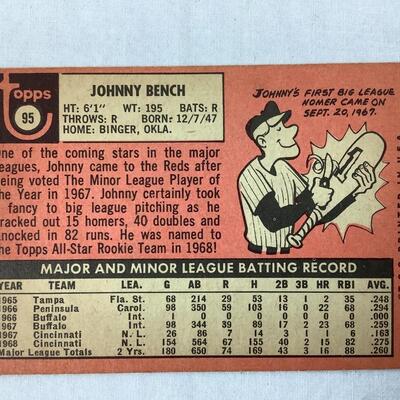 562  1969 Topps Johnny Bench Cincinnati Reds #95 All-Star Rookie Baseball Card