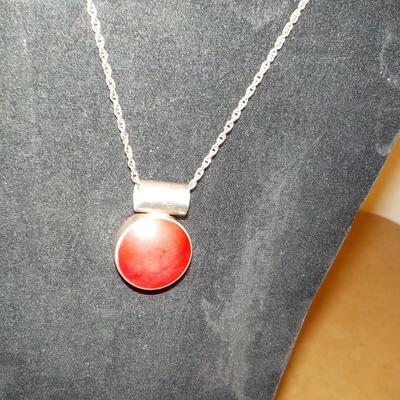 Sterling silver moon style necklace w/ reverse color.