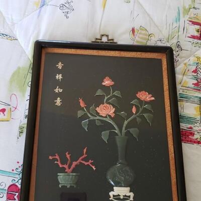 Chinese 3-D art, Jade and coral?