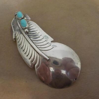 Sterling silver Navaho feather and torques necklace.