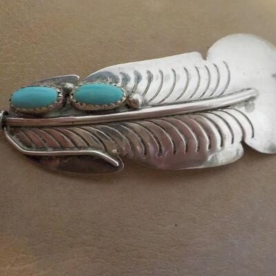 Sterling silver Navaho feather and torques necklace.