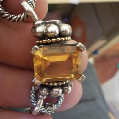 Super Large Citrine sterling silver necklace.