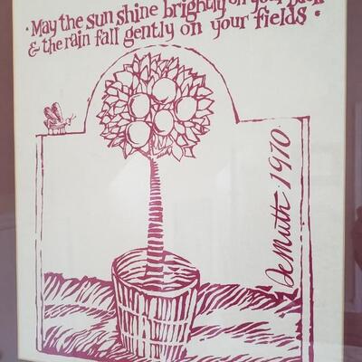 1970s signed print "Roger De Muth" Orange tree