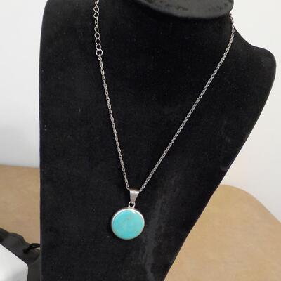Sterling silver Turquois and black onyx stone necklace.