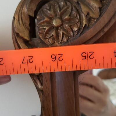 Antique shield-shaped mirror, wood frame