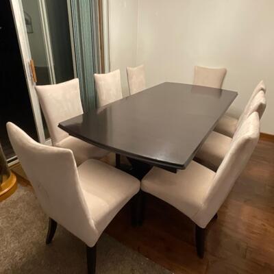 K1-Beautiful Dining Room Table And 8 Microfiber Chairs