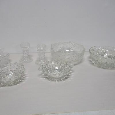 Clear Glass Crystal Serving Items & Candle Sticks