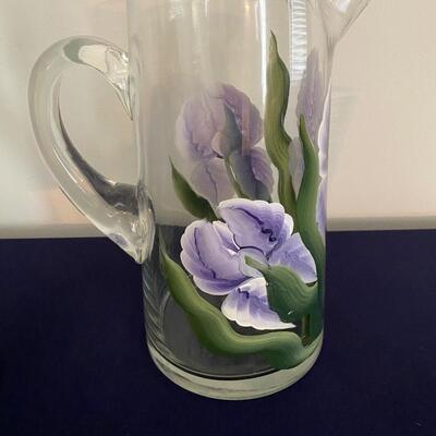 Hand Painted Pitcher and Glass Set 