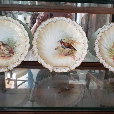 3 8" quail plates painted