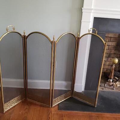 Antique brass fireplace screen 36 in tall