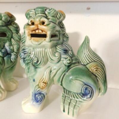 Colorful Pair of Ceramic Foo Dogs