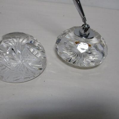 Crystal Paperweight Made In Scotland & Pen Holder