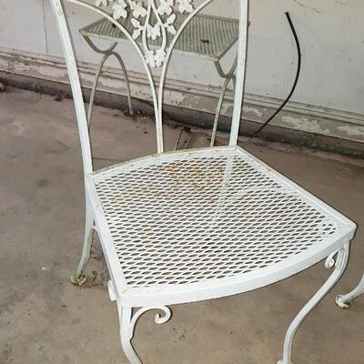 Vintage 1950's Woodard Acron Wrought iron  and glass table, 6 chairs