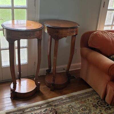 Two antique side tables or plant stands 38" tall