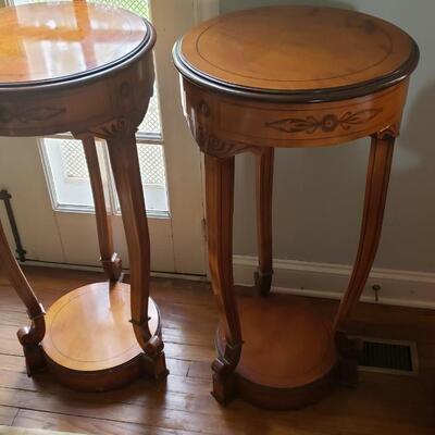 Two antique side tables or plant stands 38" tall