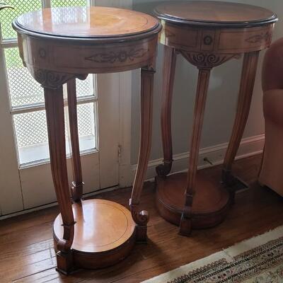 Two antique side tables or plant stands 38" tall