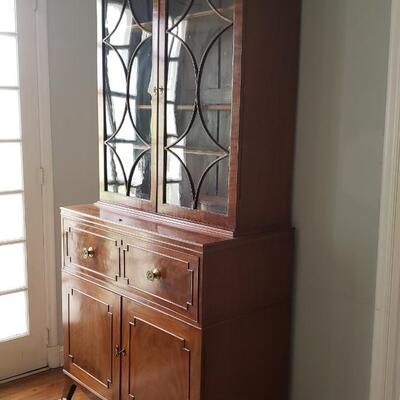 Large antique secretary desk drawers display cabinet 91" tall!