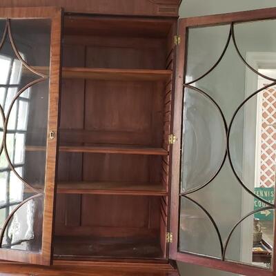 Large antique secretary desk drawers display cabinet 91" tall!