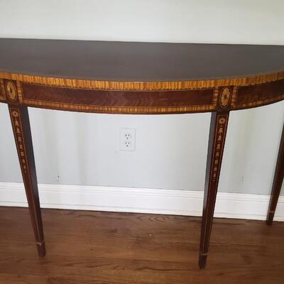 Antique demi-lune in-laid console table