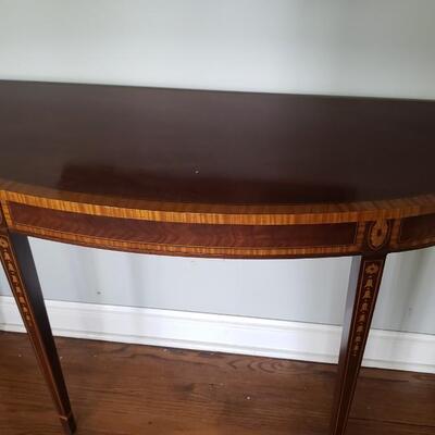 Antique demi-lune in-laid console table