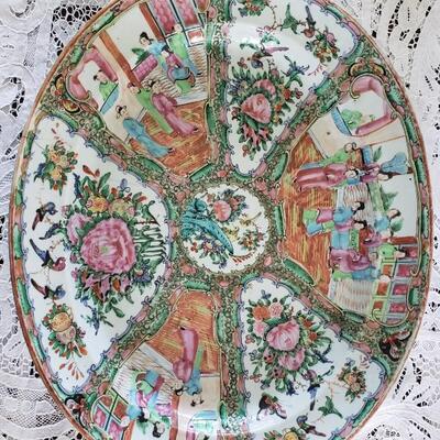 Large Boho oval platter asian theme