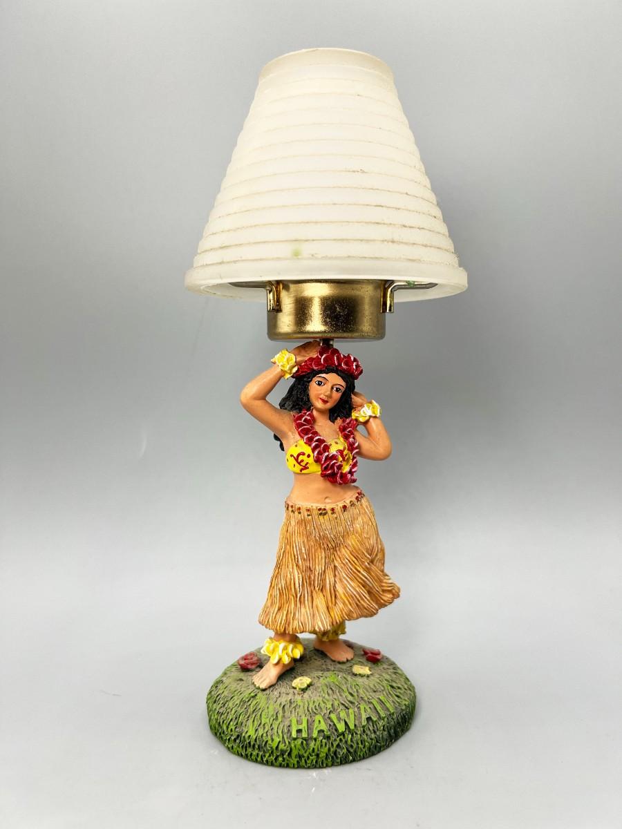 Retro Hawaiian Tropical Hula Girl Tealight Lamp Figurine with Glass Shade |  EstateSales.org