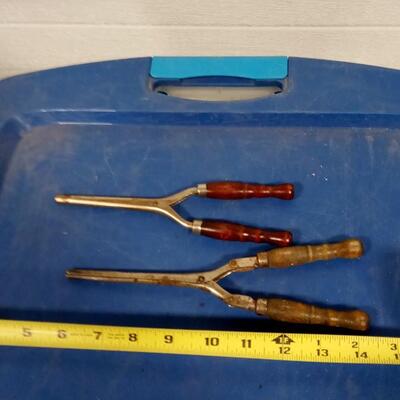 LOT 199  TWO OLD CURLING IRONS