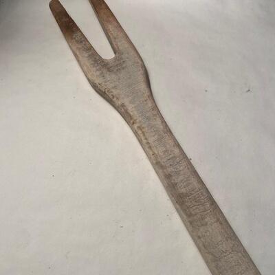 Antique  Large Wooden Fork/Stirring Tool 