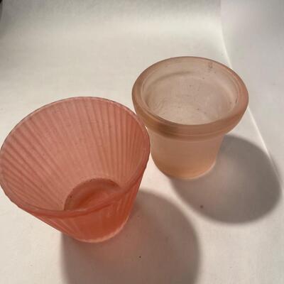 Pair Pink frosted votives
