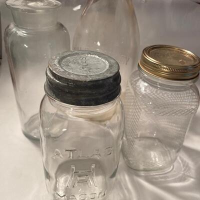 Lot of four Vintage Jars/Glass Bottles 