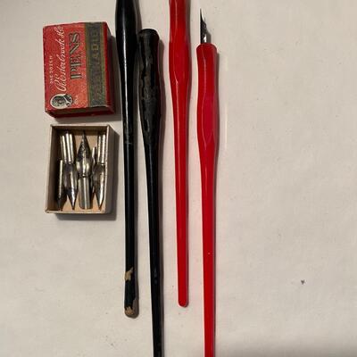 Ink Dip Pen Nibs and Handle Lot
