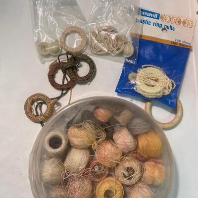 Stitchery vintage sewing kit thread skein drapery pull Lot