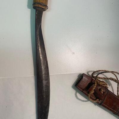 WWII Antique Philippine Moro Handcarved Curved Blade