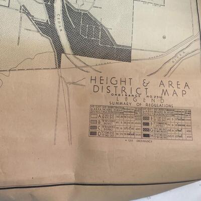 Cedar Rapids Iowa Wall Map 1940s