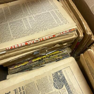 Massive Box Vintage Western Pulp Magazines Most no Cover