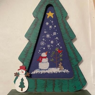 Christmas Needlepoint and Wood Decor