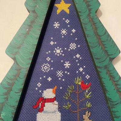 Christmas Needlepoint and Wood Decor