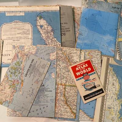 Ephemera Lot: Vintage Maps National Geographic etc.