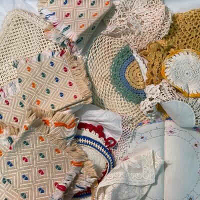 Vintage Kitchy Color Crochet Napkin Doily Lot