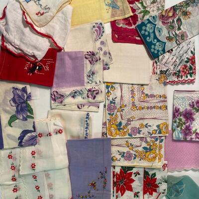 Vintage Hanky Handkerchief Linen Lot COLOR