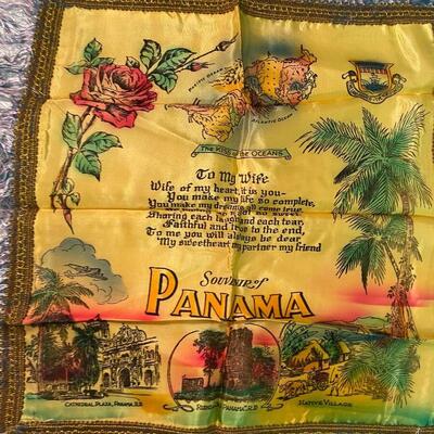 Vintage Panama Silk Pillow Cover Military Souvenir WWII